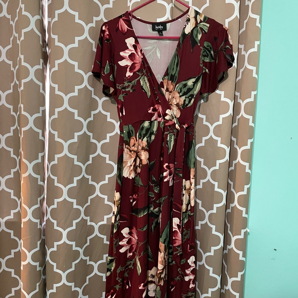 Floral print wrap dress, size small.